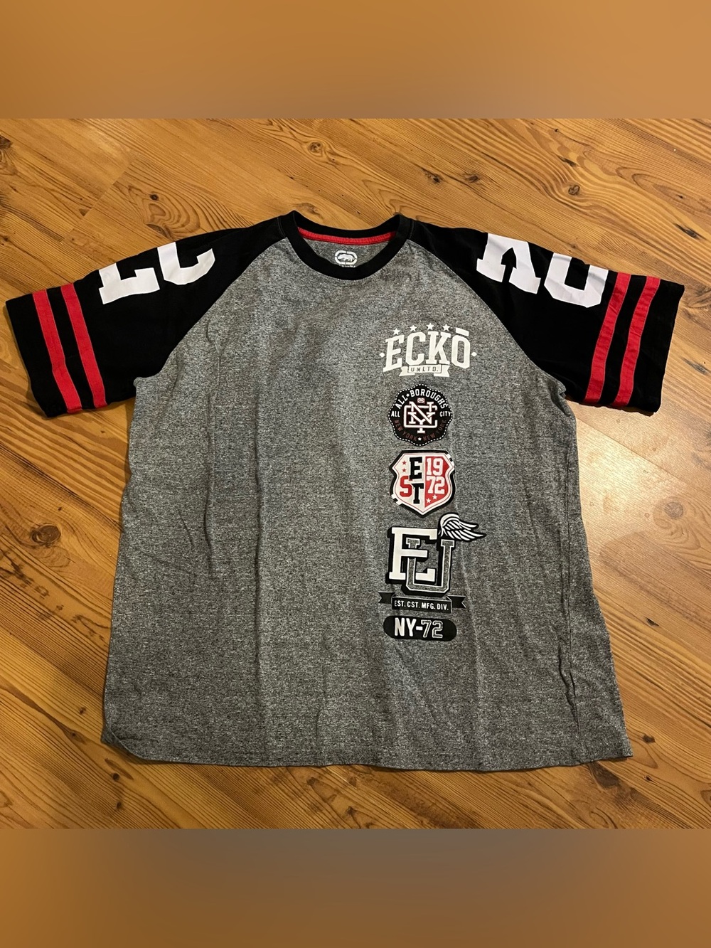 Vtg 2000s Ecko Unltd Mens T-Shirt Patches Spellout Logo Y2k Sleeve Hits